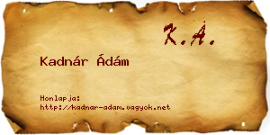 Kadnár Ádám névjegykártya